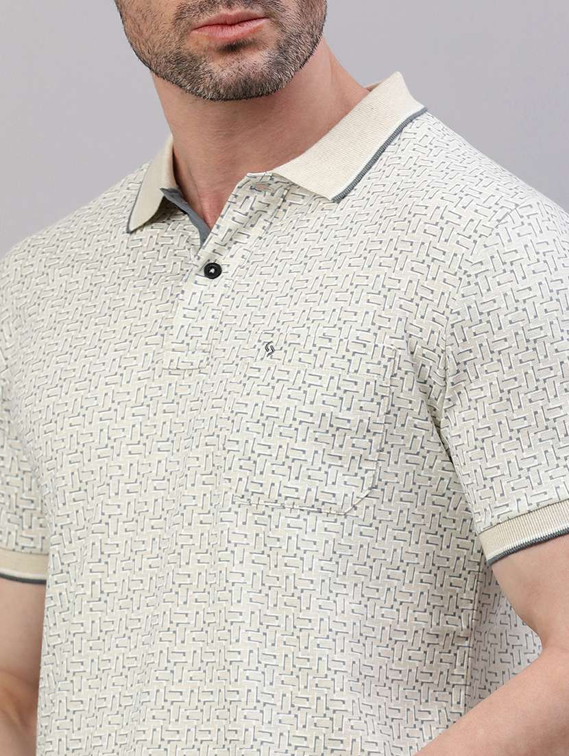 men printed short sleeve slim fit polo t-shirt - 21844322 -  Standard Image - 4