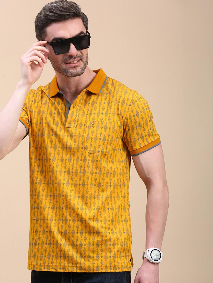 men printed short sleeve slim fit polo t-shirt - 21844323 - Zoom Image - 0