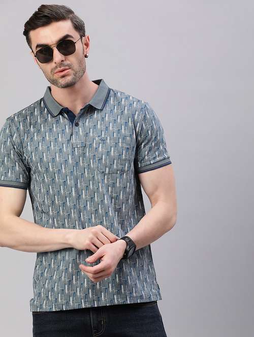 men printed short sleeve slim fit polo t-shirt - 21844324 - Standard Image - 0