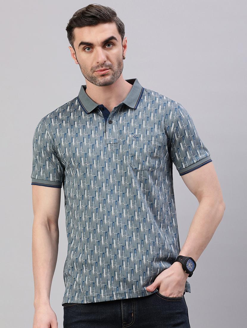 men printed short sleeve slim fit polo t-shirt - 21844324 - Standard Image - 1