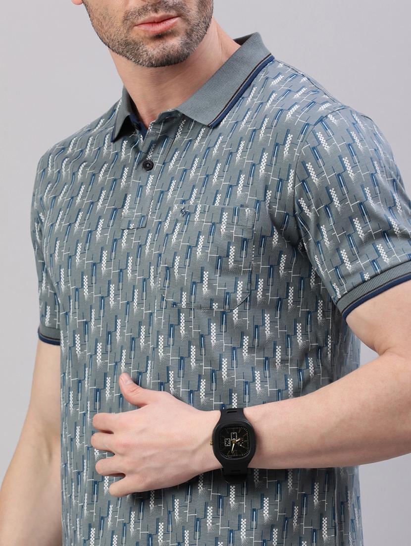 men printed short sleeve slim fit polo t-shirt - 21844324 - Standard Image - 4