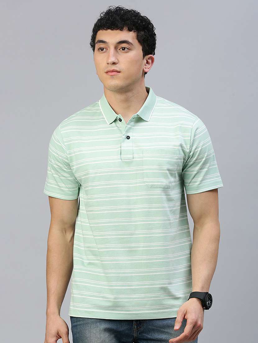 men stripes short sleeve regular fit polo t-shirt - 21844327 -  Standard Image - 1