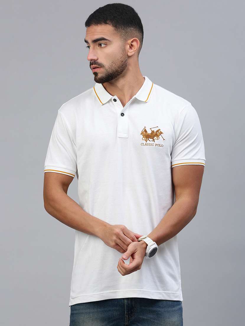 men printed short sleeve slim fit polo t-shirt - 21844330 -  Standard Image - 1