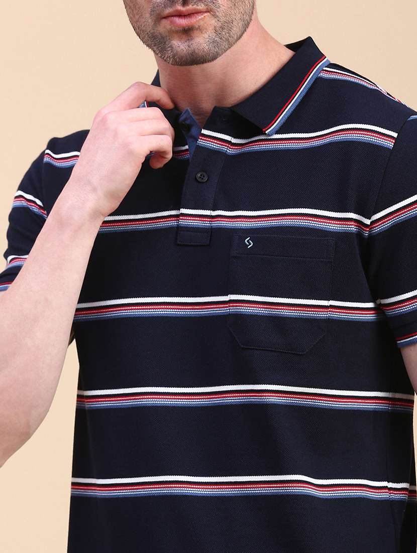 men stripes short sleeve slim fit polo t-shirt - 21844331 -  Standard Image - 4