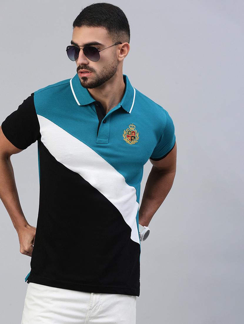 men color block short sleeve slim fit polo t-shirt - 21844332 - Zoom Image - 0