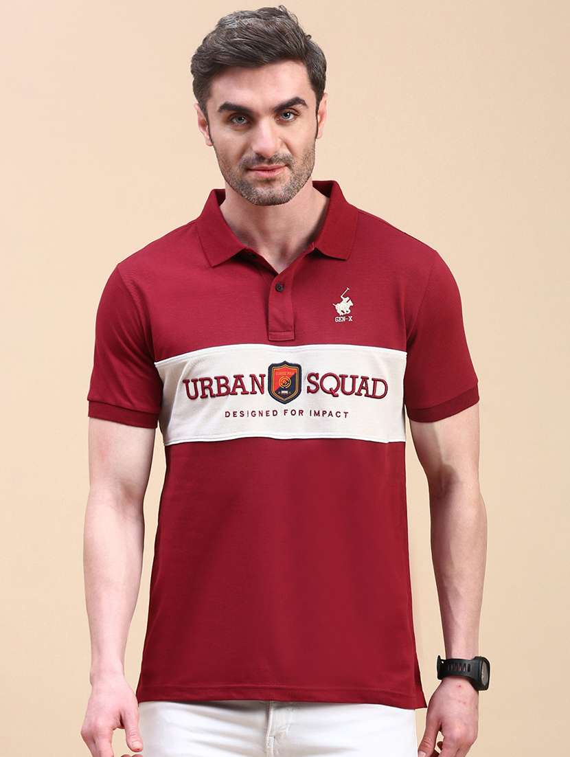 men typographic short sleeve slim fit polo t-shirt - 21844333 -  Standard Image - 1