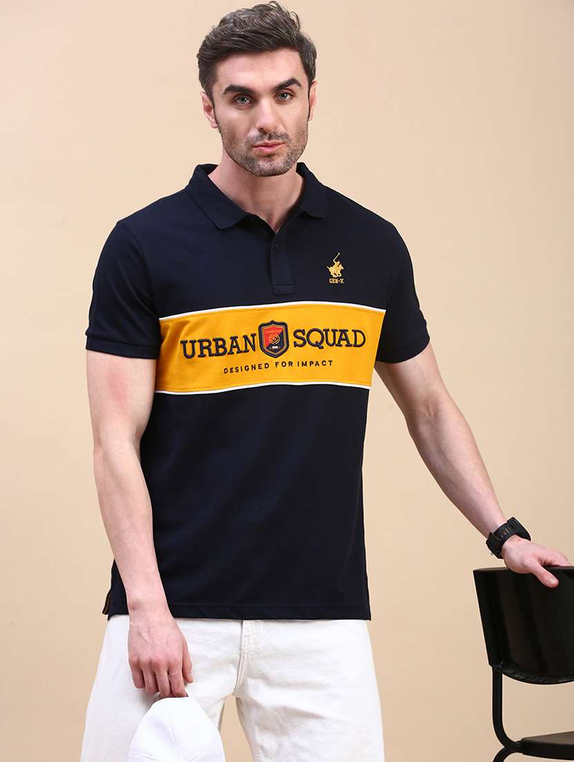 men typographic short sleeve slim fit polo t-shirt