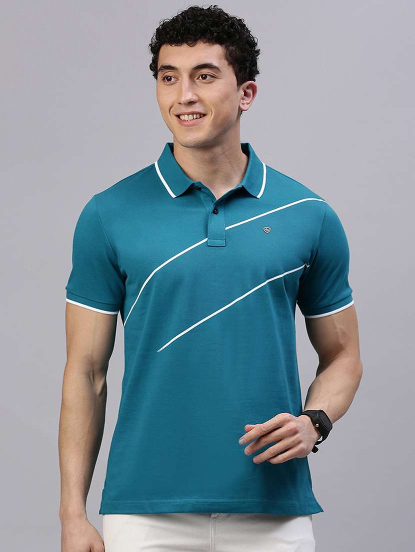 men stripes short sleeve regular fit polo t-shirt