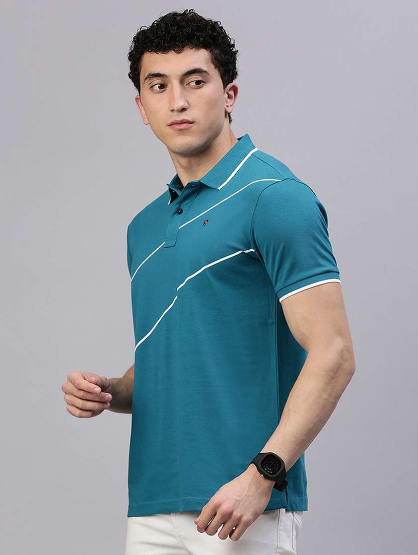 men stripes short sleeve regular fit polo t-shirt - 21844336 -  Standard Image - 1