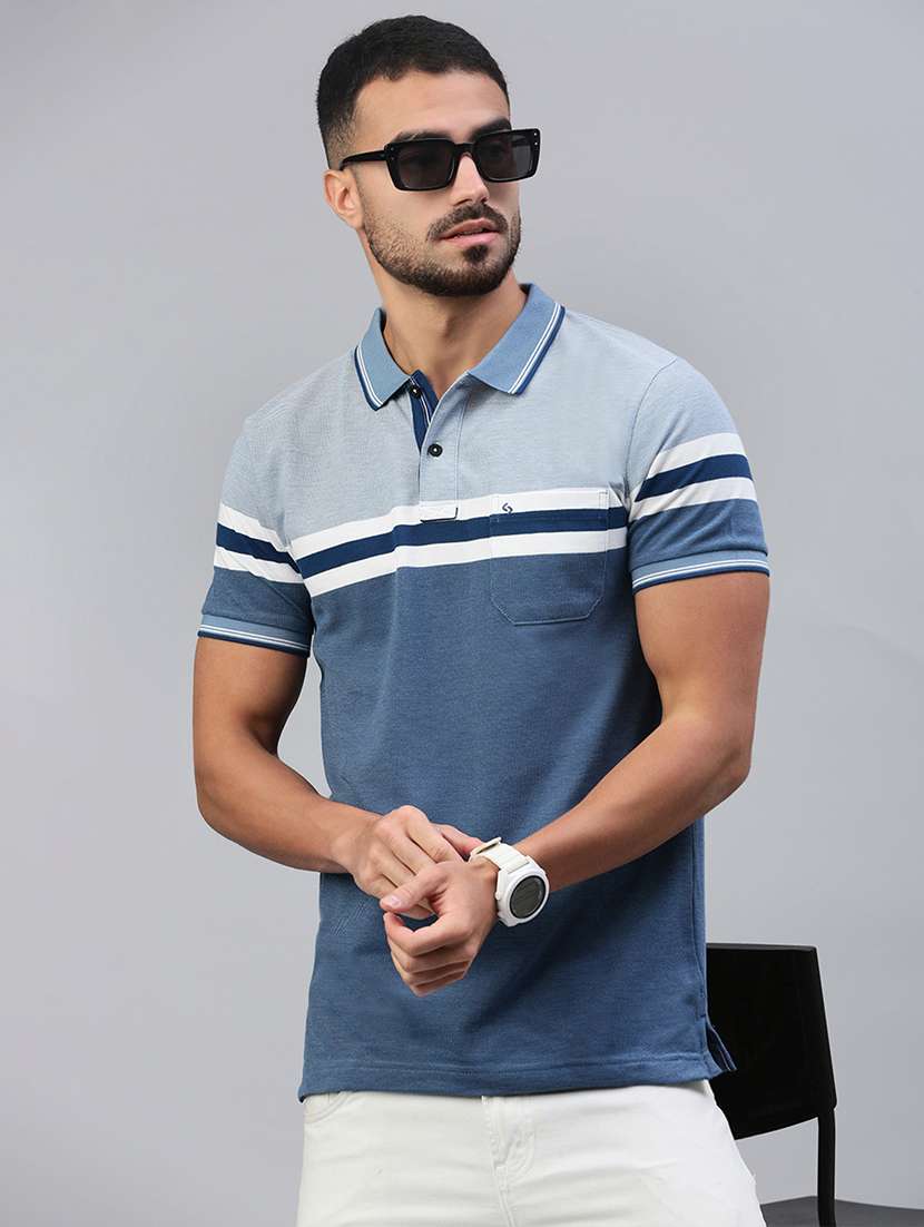 men color block short sleeve regular fit polo t-shirt