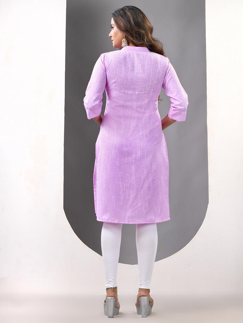 women solid three quarter sleeve straight kurta - 21844405 - Standard Image - 4