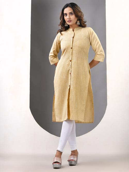 women self design three quarter sleeve straight kurta - 21844407 -  Standard Image - 0