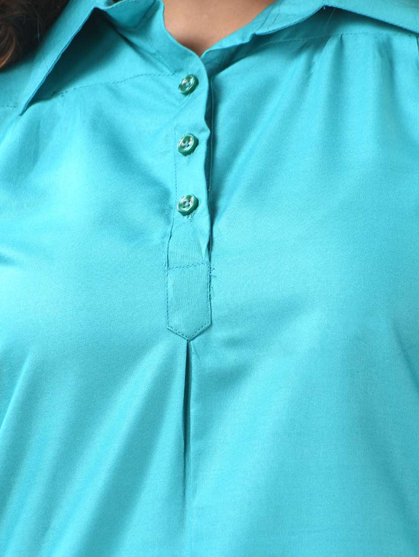 women solid long sleeve straight kurta - 21844410 - Standard Image - 6