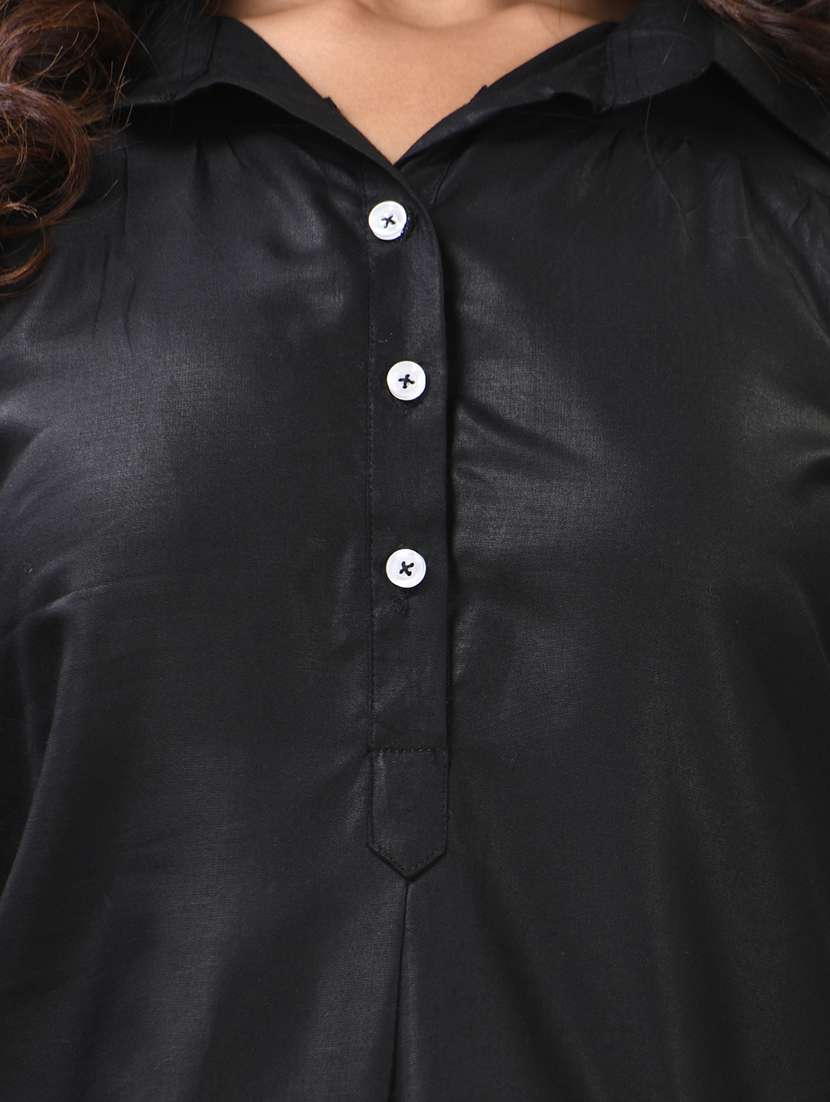 women solid long sleeve straight kurta - 21844412 -  Standard Image - 6