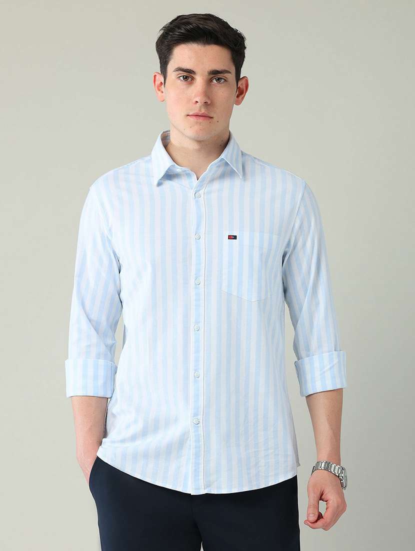 men striped long sleeve slim fit casual shirt - 21844454 -  Standard Image - 1