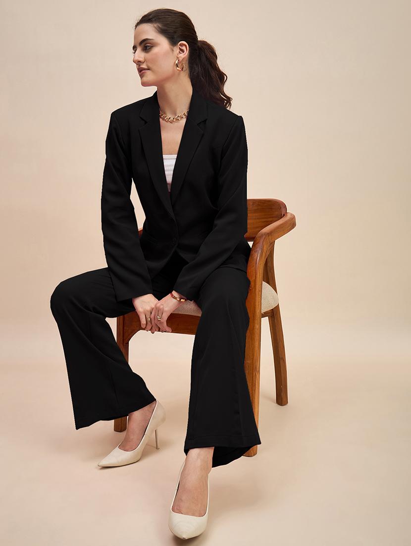 women solid long sleeves formal blazer - 21844465 - Standard Image - 4