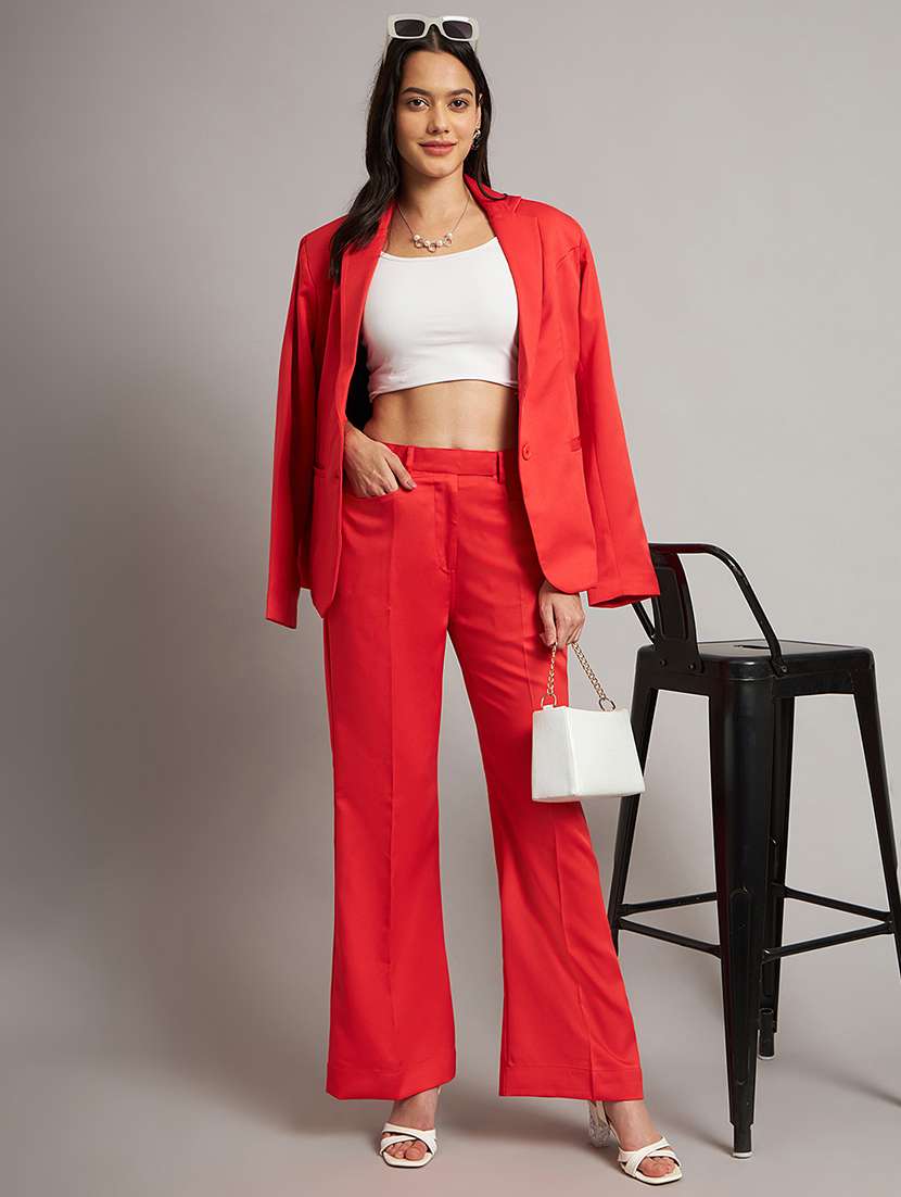 women solid long sleeves single breasted blazer - 21844468 - Standard Image - 4