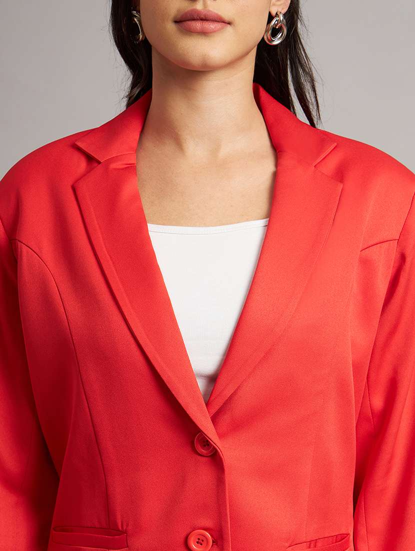 women solid long sleeves single breasted blazer - 21844468 - Standard Image - 6