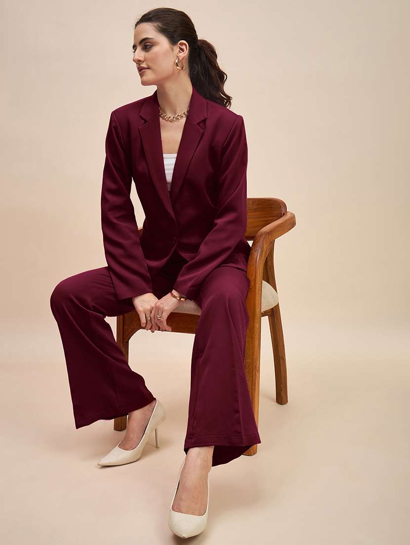 women solid long sleeves single breasted blazer - 21844469 -  Standard Image - 4