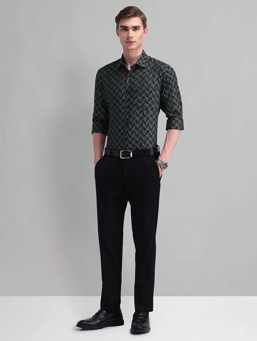 men geometric long sleeve slim fit formal shirt - 21844491 -  Standard Image - 4