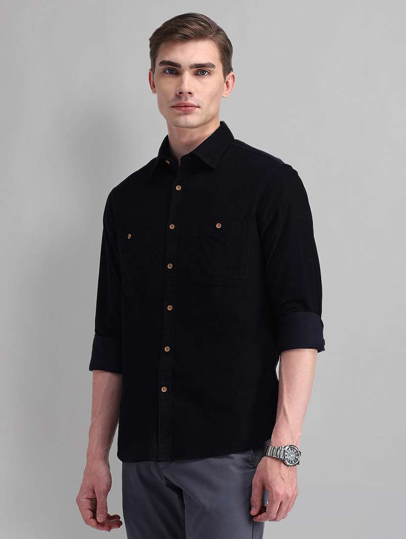 men solid long sleeve slim fit casual shirt - 21844492 -  Standard Image - 1
