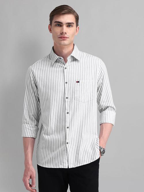 men striped long sleeve slim fit casual shirt - 21844510 - Standard Image - 0