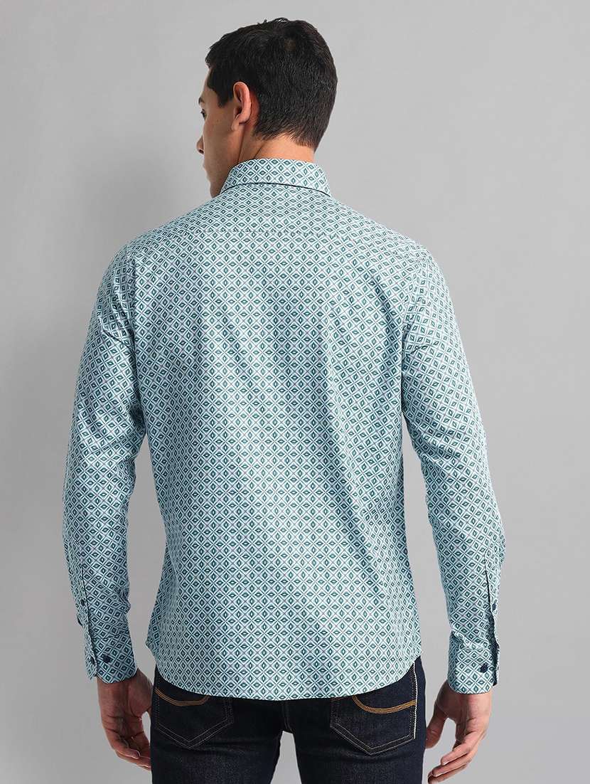 men printed long sleeve slim fit casual shirt - 21844514 -  Standard Image - 1