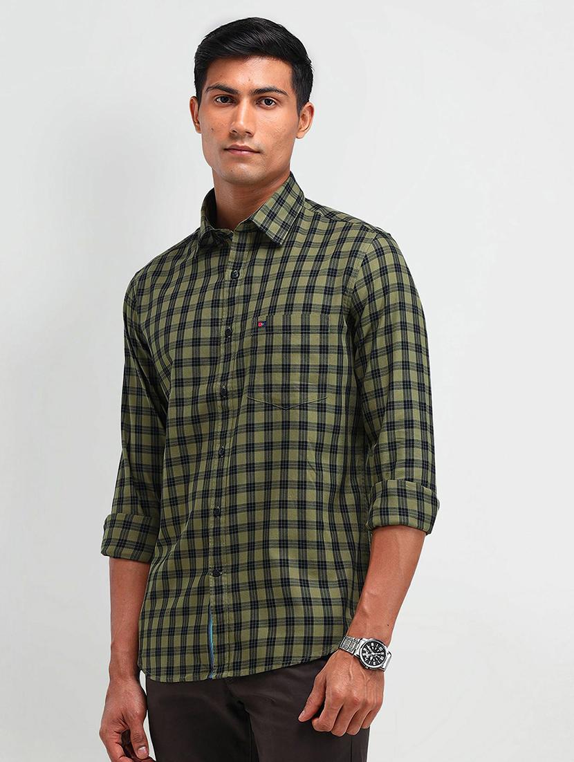men checkered long sleeve slim fit casual shirt - 21844522 - Standard Image - 1