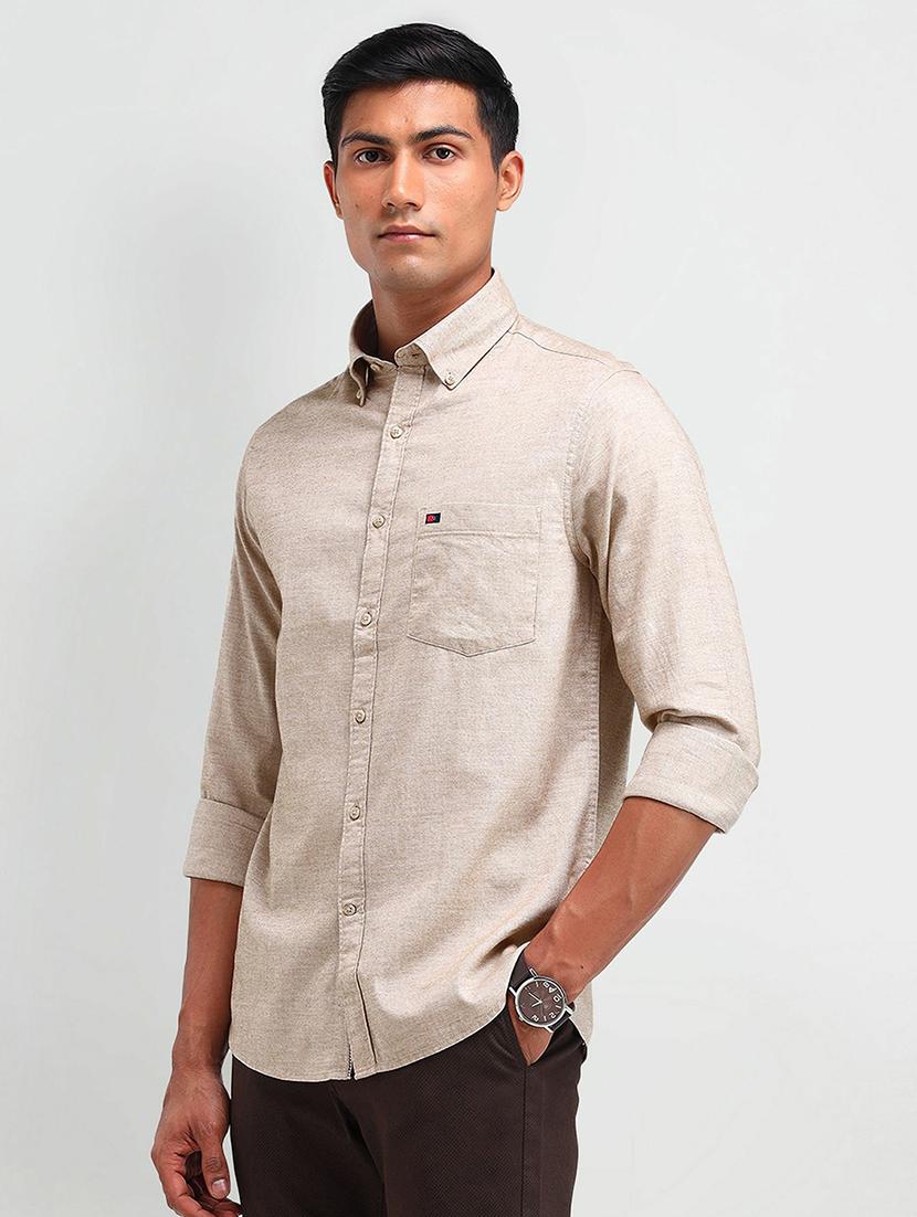men solid long sleeve slim fit casual shirt - 21844524 -  Standard Image - 1