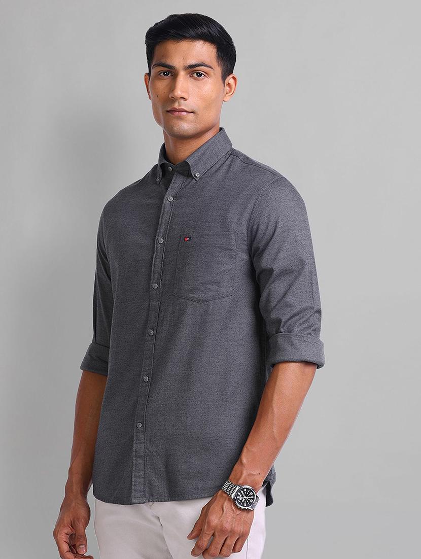 men solid long sleeve slim fit casual shirt - 21844528 -  Standard Image - 1