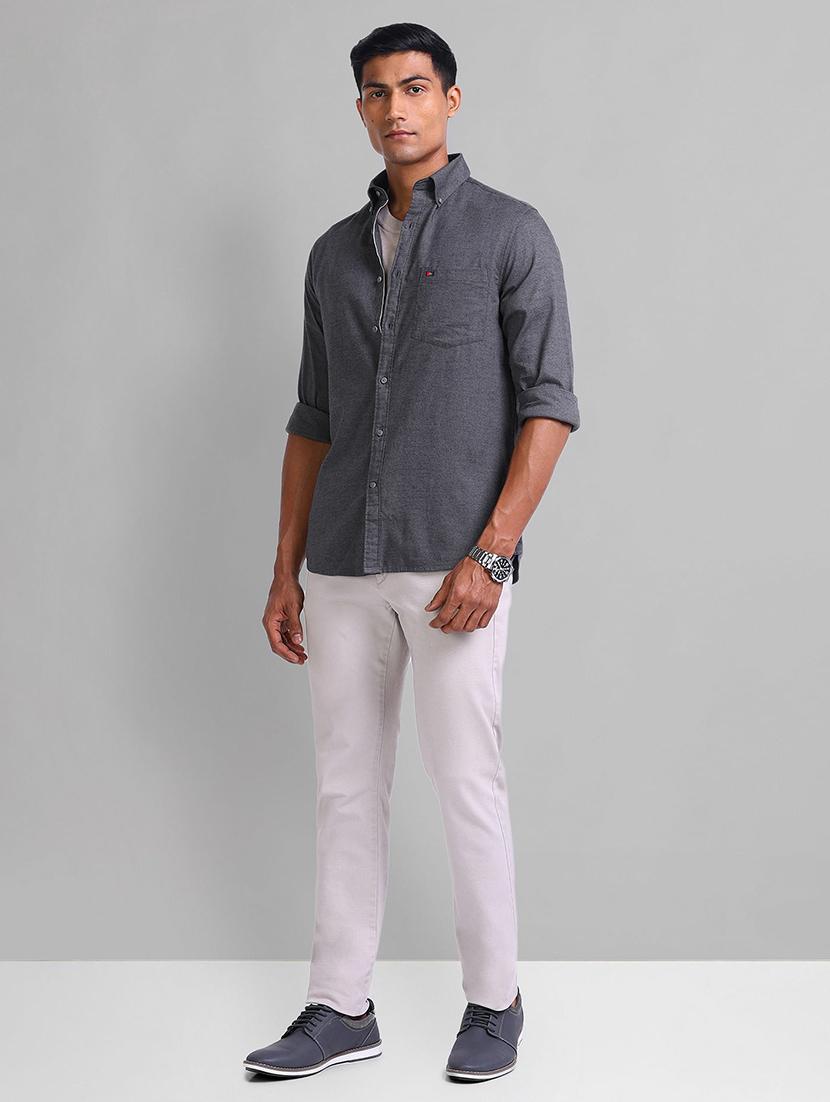 men solid long sleeve slim fit casual shirt - 21844528 - Standard Image - 4