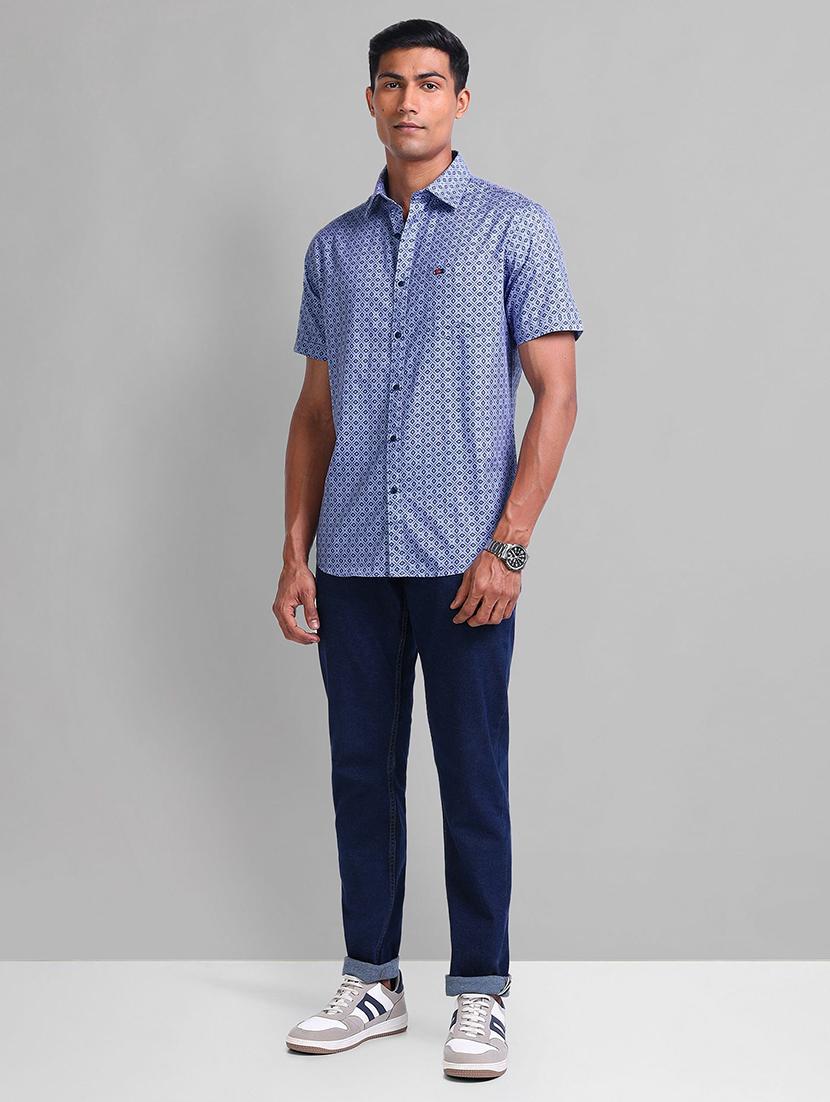 men printed short sleeve slim fit casual shirt - 21844529 - Standard Image - 4