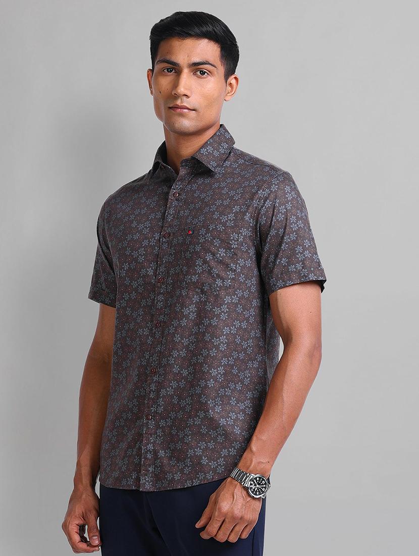 men floral printed short sleeve slim fit casual shirt - 21844531 -  Standard Image - 1
