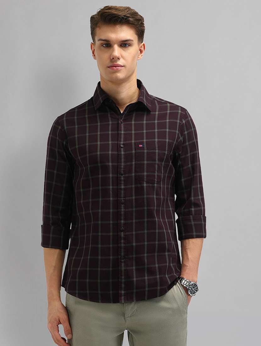 men checkered long sleeve slim fit casual shirt - 21844553 -  Standard Image - 1