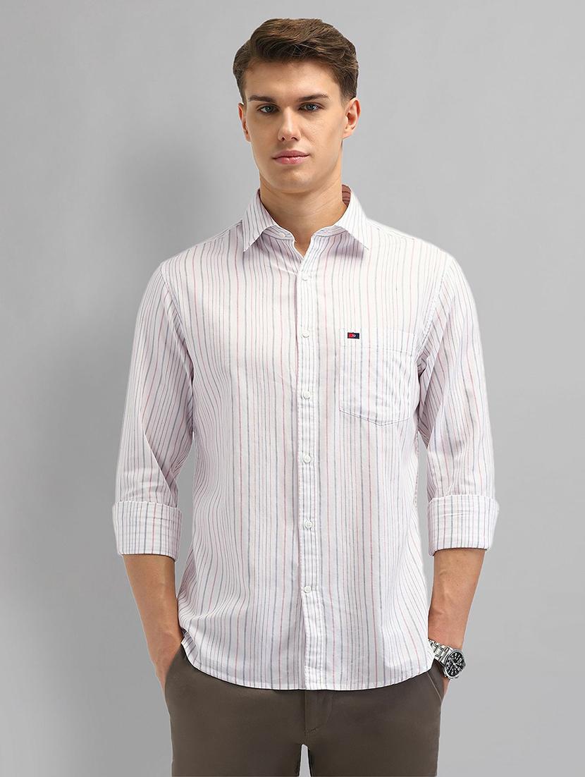 men striped long sleeve slim fit casual shirt - 21844555 - Standard Image - 1