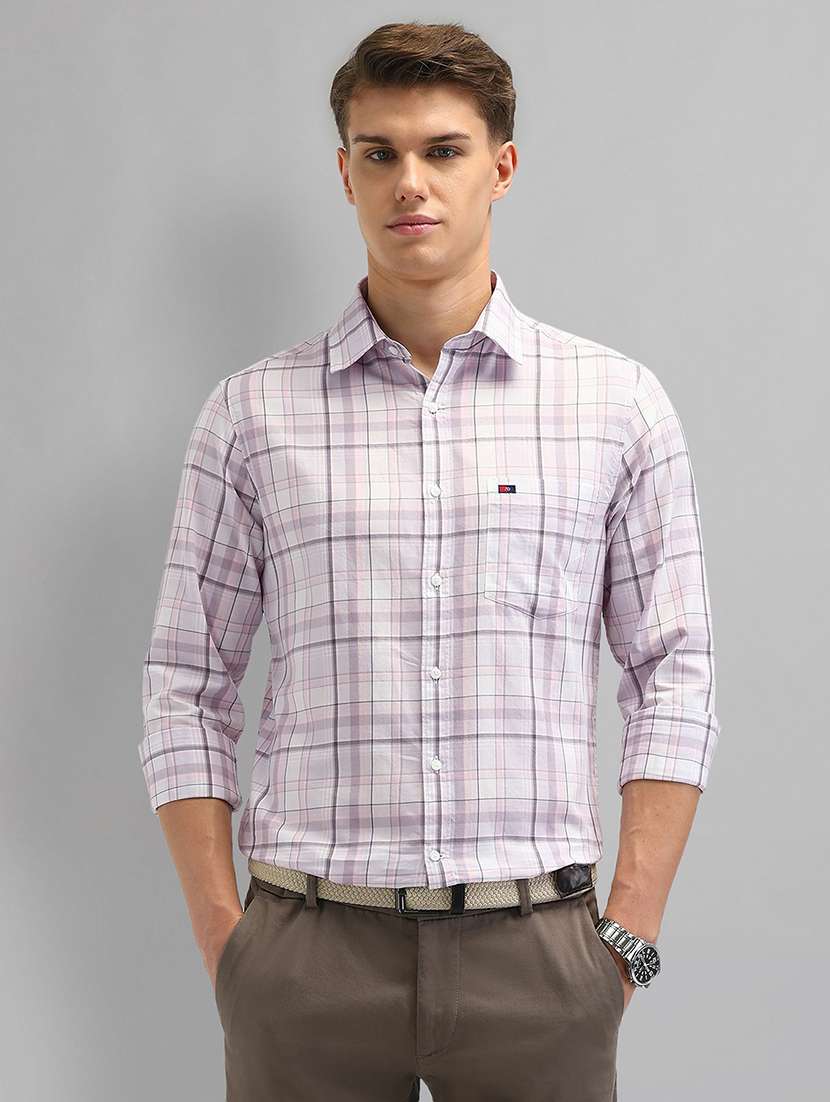 men checkered long sleeve slim fit casual shirt - 21844558 -  Standard Image - 1