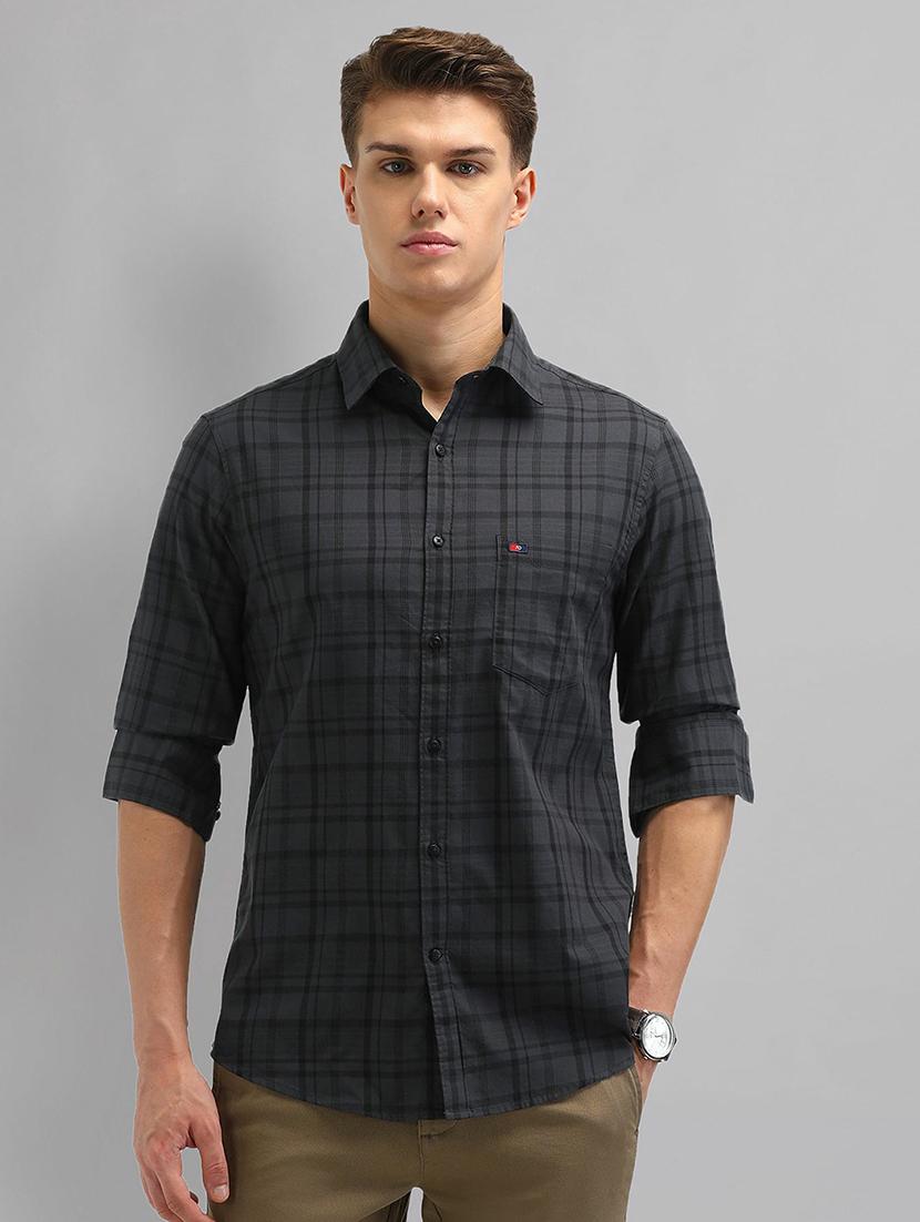 men checkered long sleeve slim fit casual shirt - 21844559 - Standard Image - 1