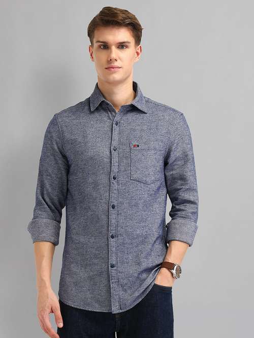 men solid long sleeve slim fit casual shirt - 21844561 - Standard Image - 0