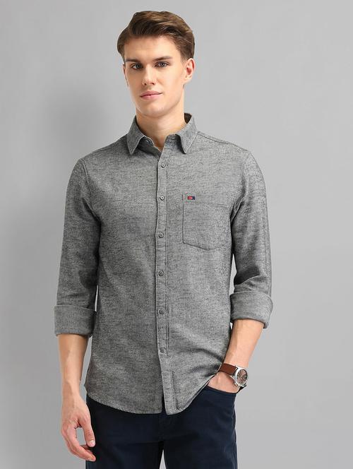 men solid long sleeve slim fit casual shirt - 21844569 - Standard Image - 0