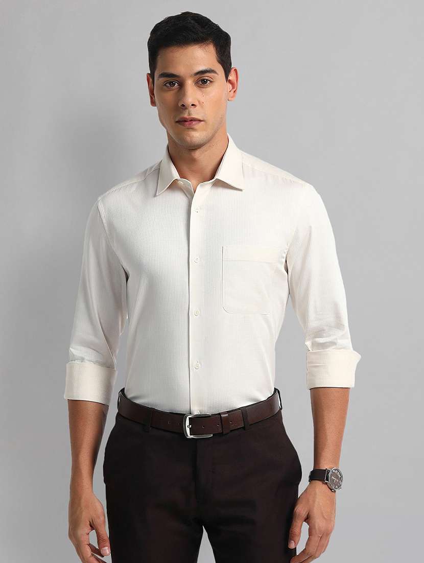 men solid long sleeve regular fit formal shirt