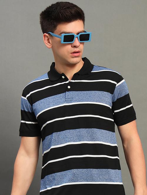 men striped short sleeve regualr fit polo t-shirt - 21844672 - Standard Image - 0