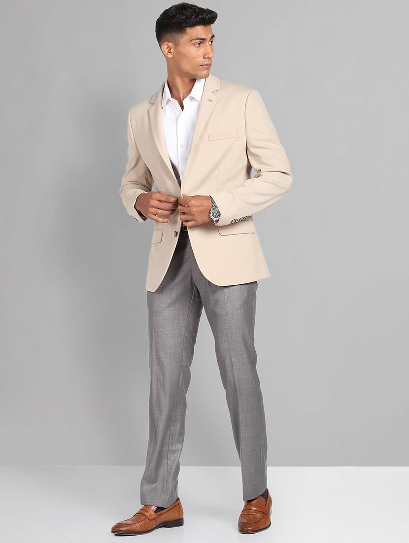 men lapel collar single breasted formal blazer - 21844677 - Standard Image - 4