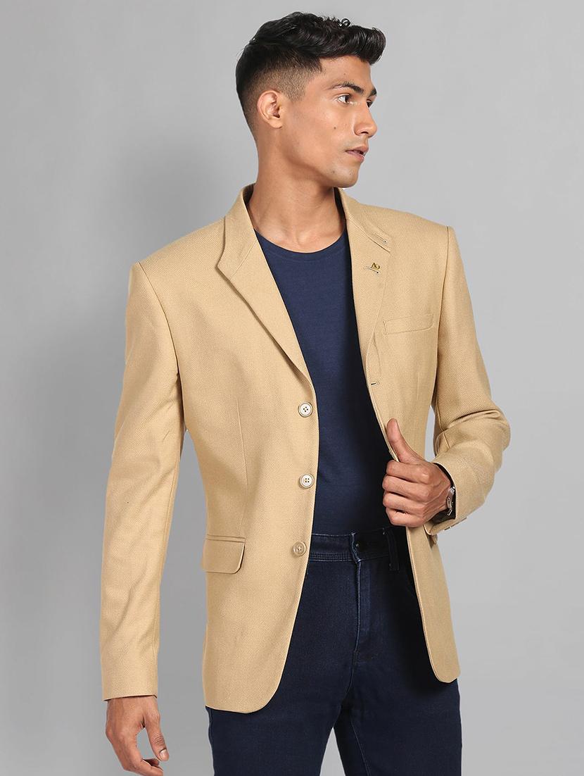 men lapel collar single breasted formal blazer - 21844679 -  Zoom Image - 0