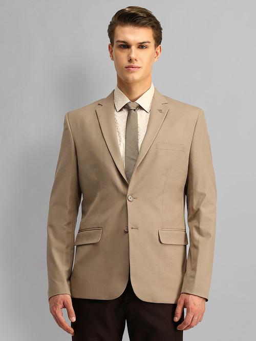 men lapel collar single breasted formal blazer - 21844693 - Standard Image - 0