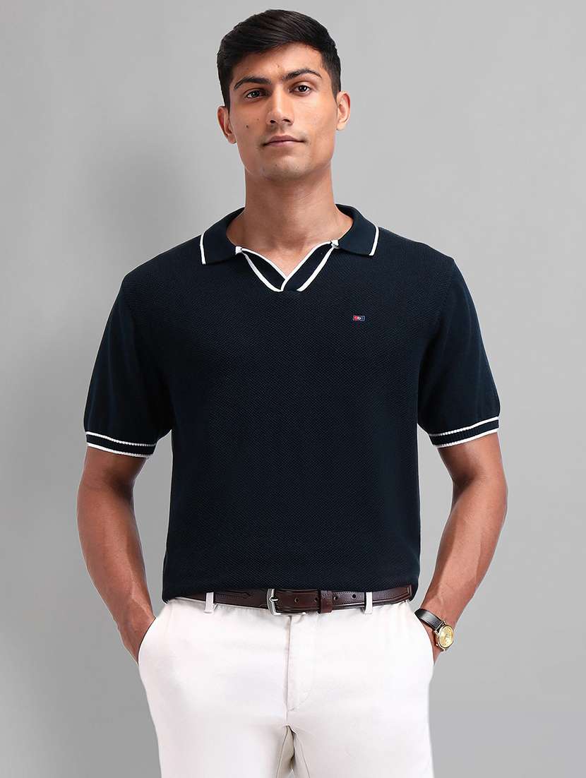 men solid short sleeves polo t-shirt