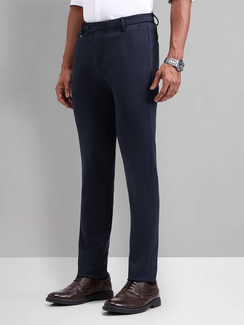 men solid mid rise flat front full length formal trouser - 21844769 -  Standard Image - 1