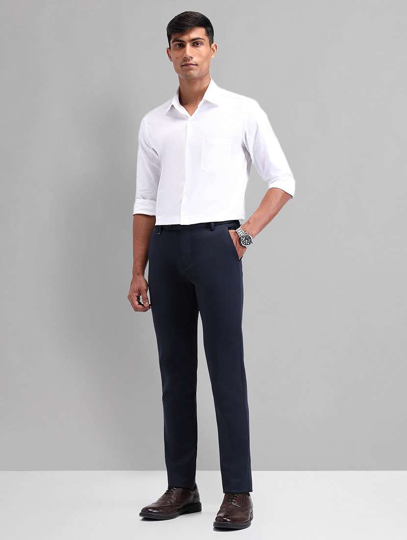 men solid mid rise flat front full length formal trouser - 21844769 -  Standard Image - 4