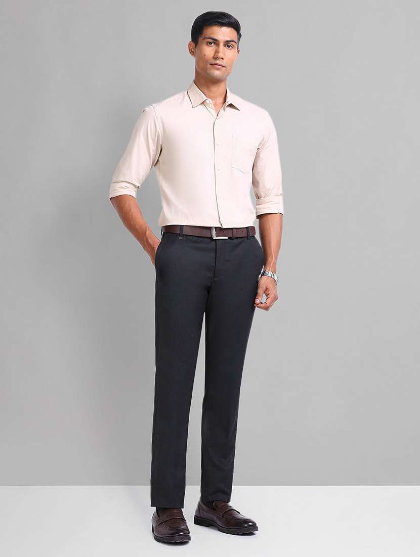 men solid mid rise flat front formal trouser - 21844772 -  Standard Image - 4