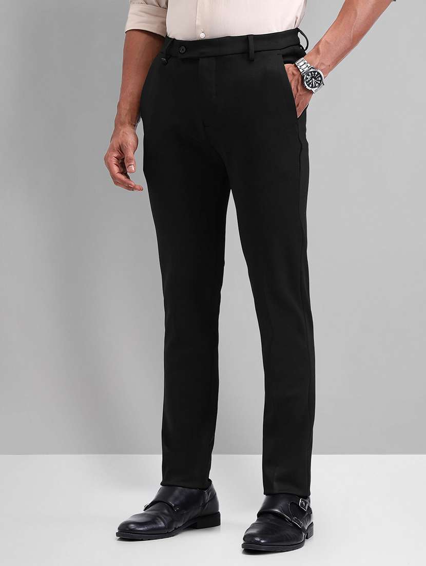 men solid mid rise flat front formal trouser - 21844773 -  Standard Image - 1