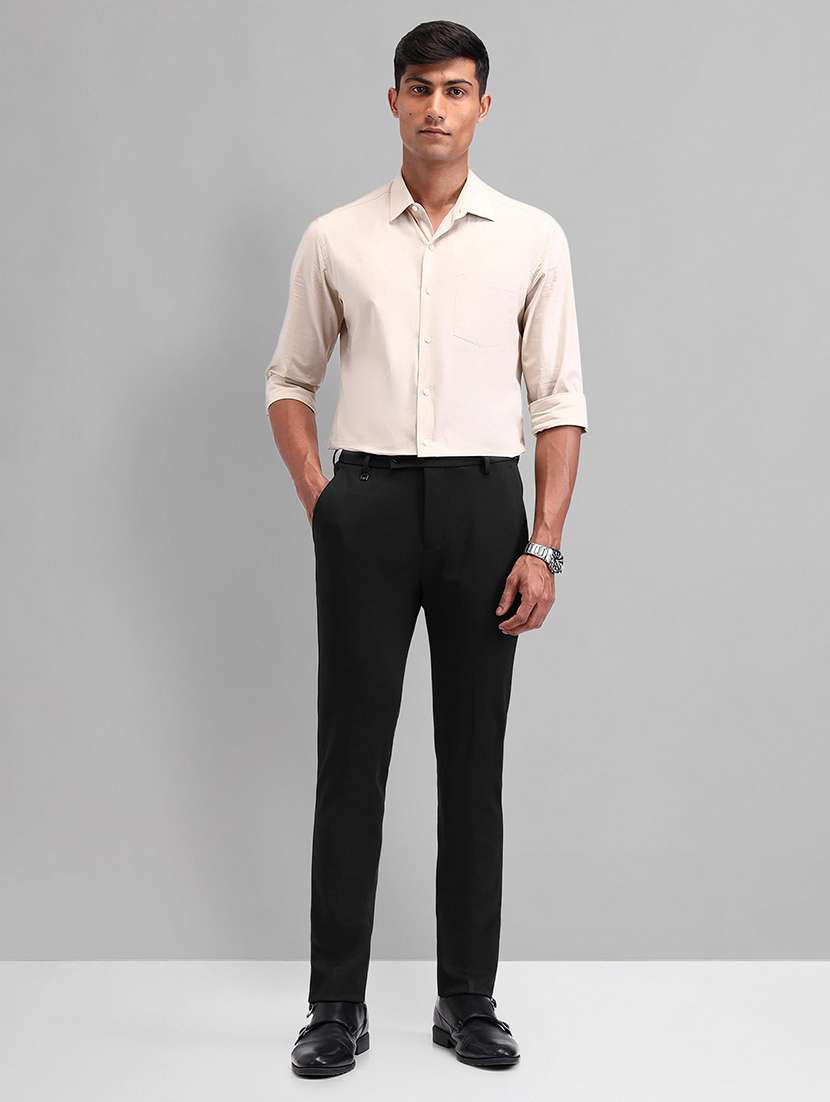 men solid mid rise flat front formal trouser - 21844773 -  Standard Image - 4